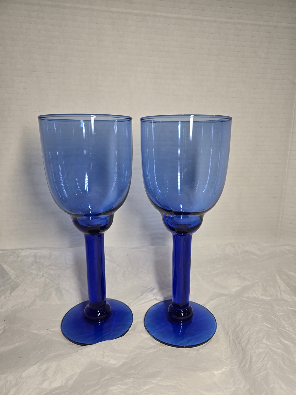 Blue Glass Wine Goblets - Set of 2